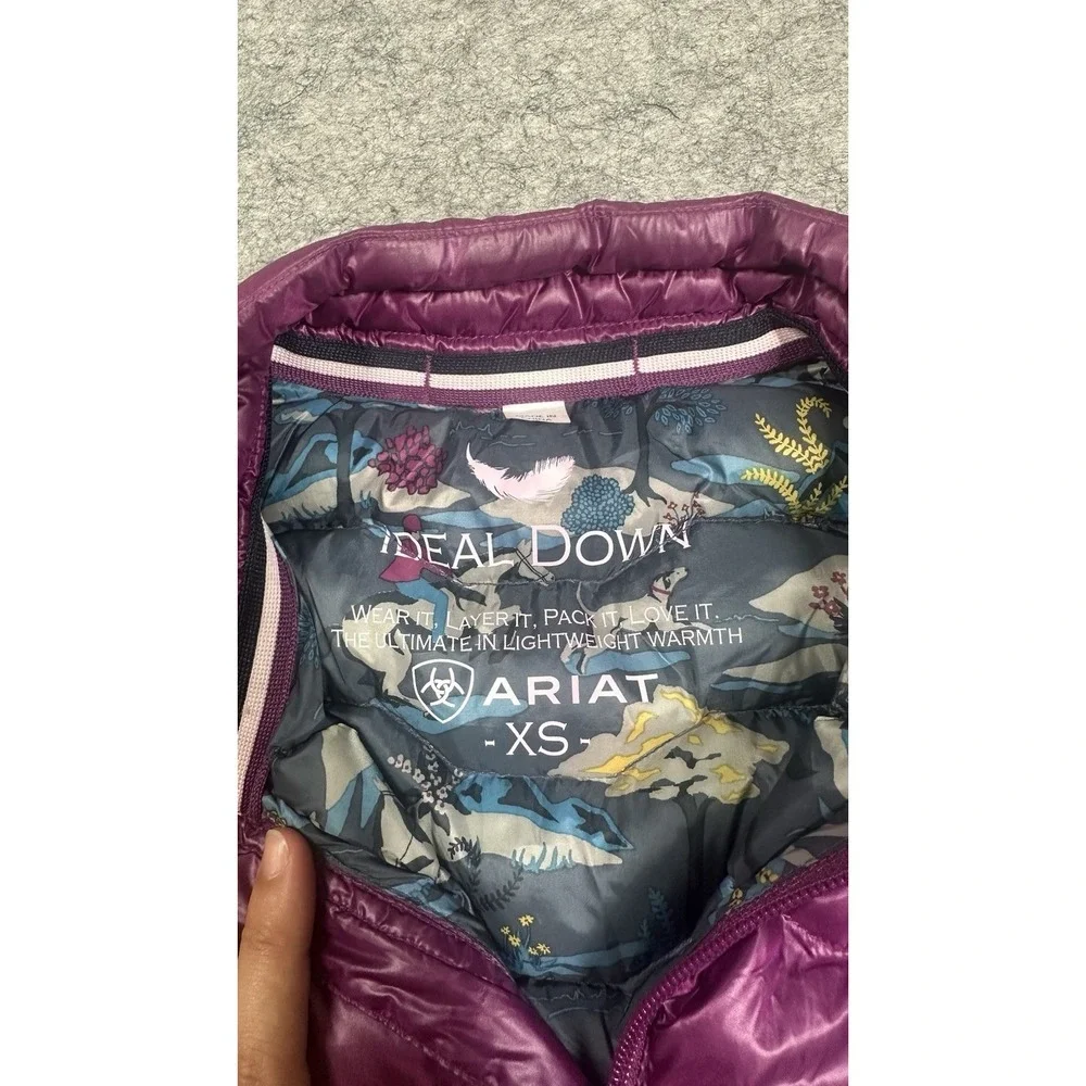Ariat Girls XS Down Puffer Vest Purple Packable Insulated Kids